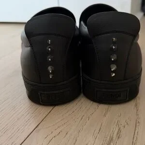Fendi | Shoes | Fendi Black Leather Loafers With Spiked  display picture 2
